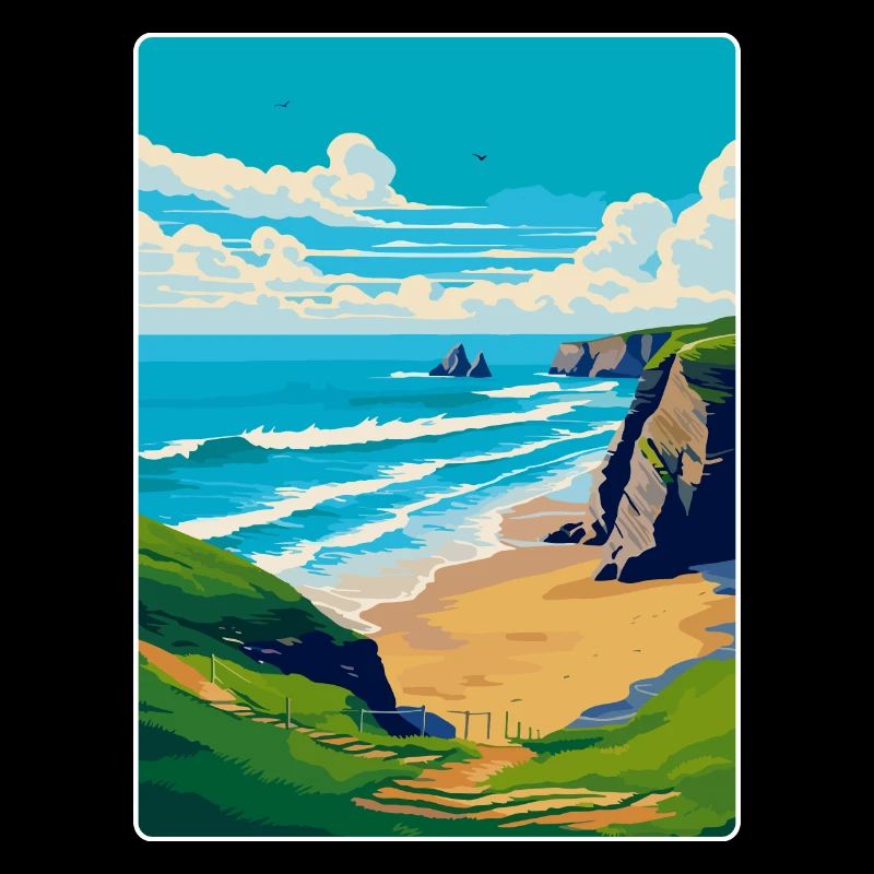 Bedruthan Steps Cornwall England Uk Reiseplakat