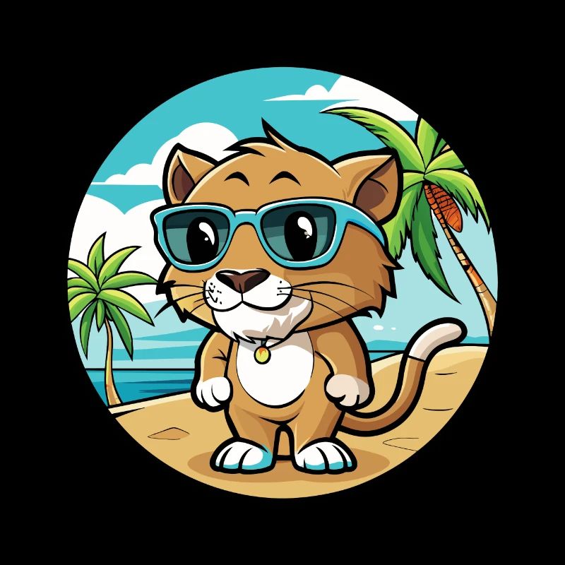 Bébé Chat Race Dessin Animé Lunettes De Soleil Plage