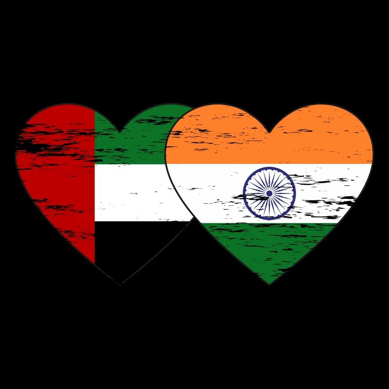 Émirats arabes unis Inde Drapeau Coeur