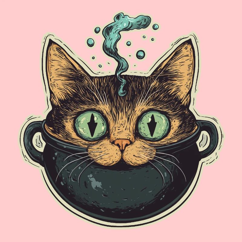Chat Chaudron Chat Sorcière Halloween