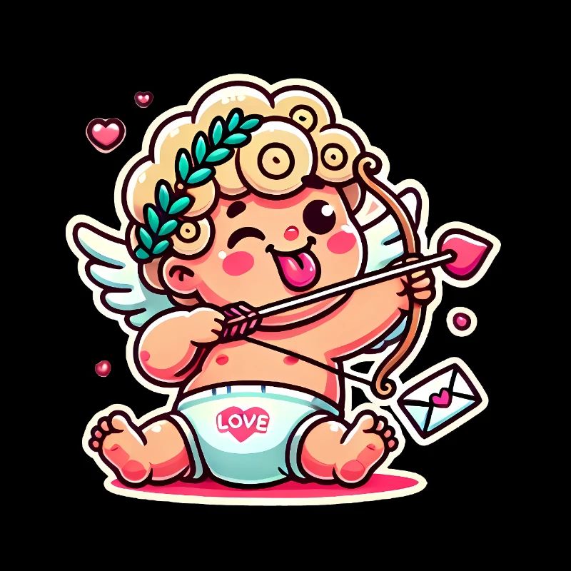 Cupidon de dessin animé drôle avec un arc et une flèche