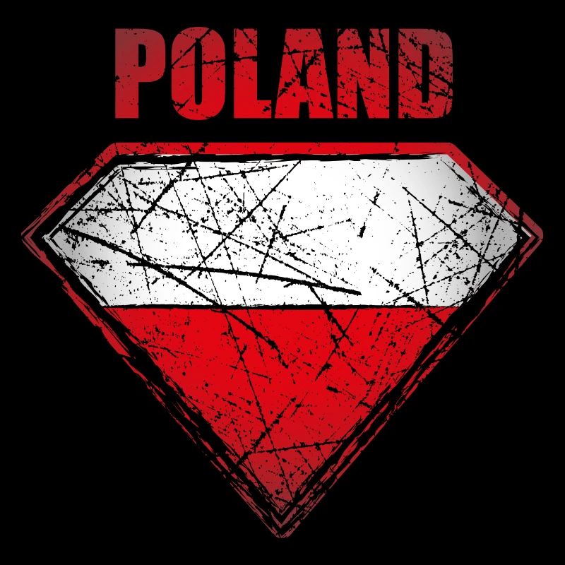 Pologne Super-héros Drapeau Drapeau Vintage Rétro Symbole