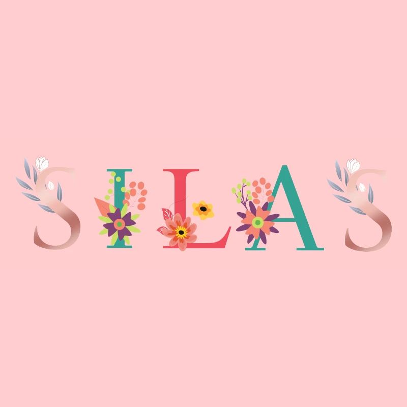 SILAS Name Art avec fleurs brodées