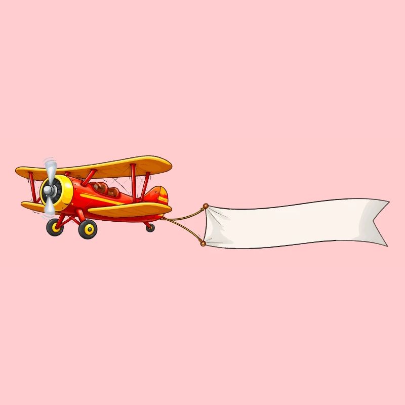 Biplan Motif de bannière d’avion rétro