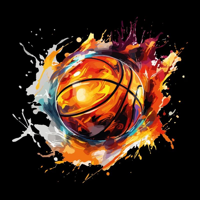 Ballon de basket-ball Splash feu Multi couleurs couleurs Art