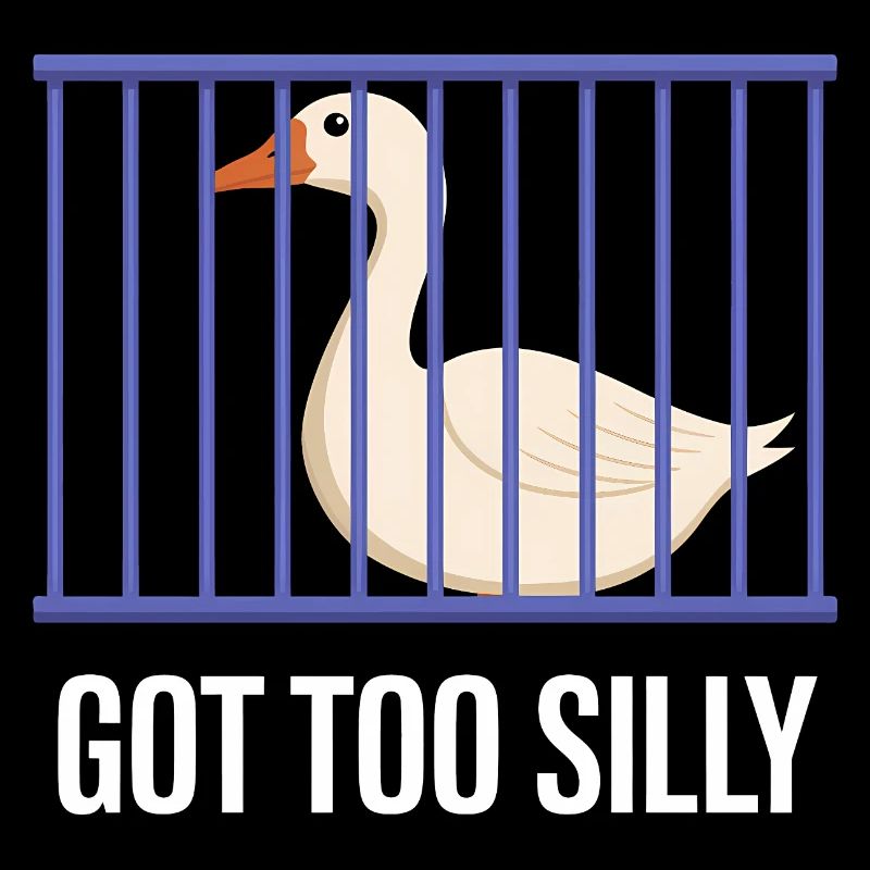 Funny goose in a cage