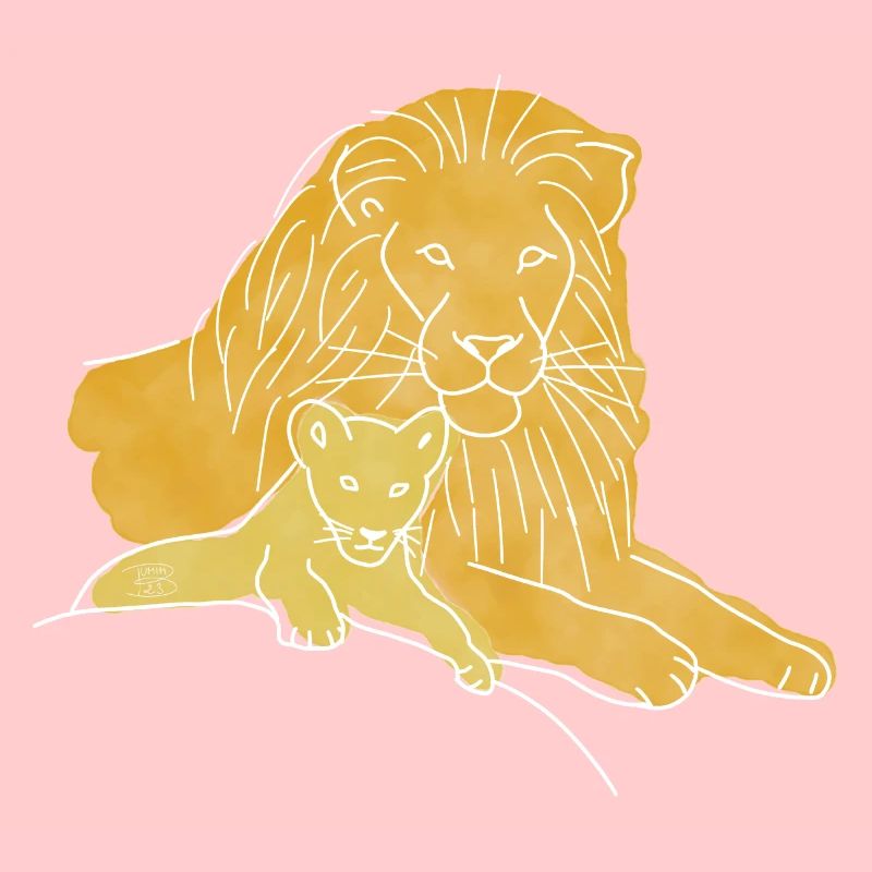 "Lion", Boho Line Art Design, Series "Big 5"
