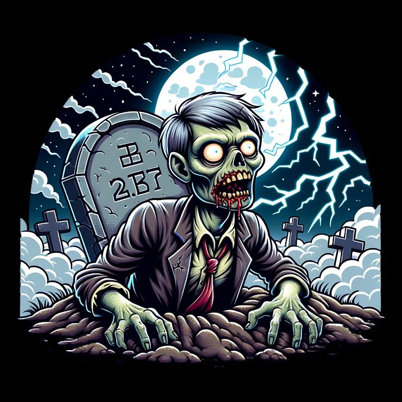 Joyeux zombie d’Halloween sortant de la tombe