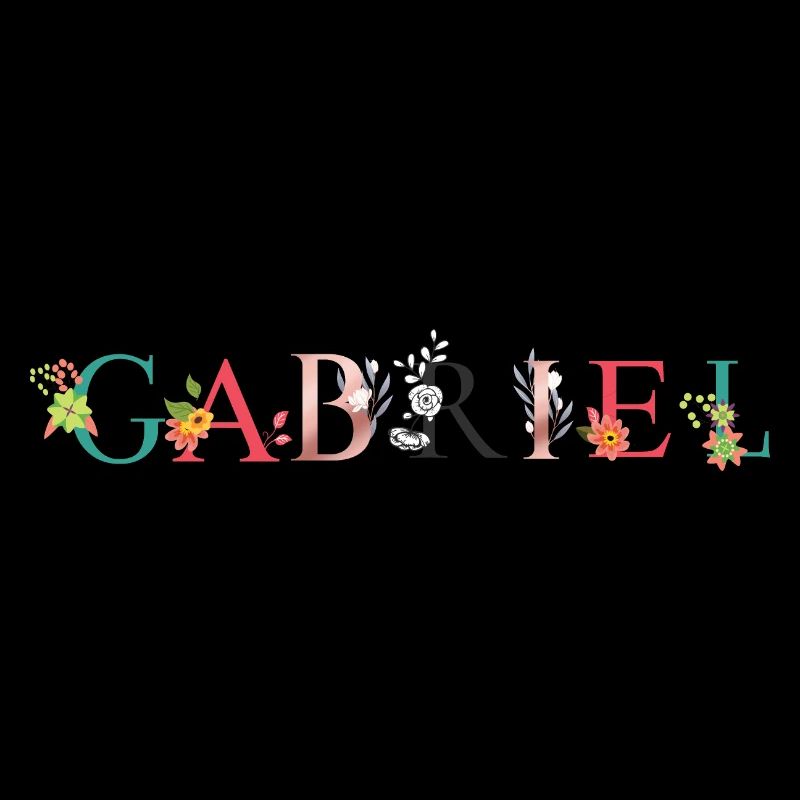 Art du nom GABRIEL avec des fleurs brodées