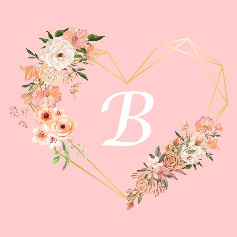 Buchstabe b florales goldenes Herz