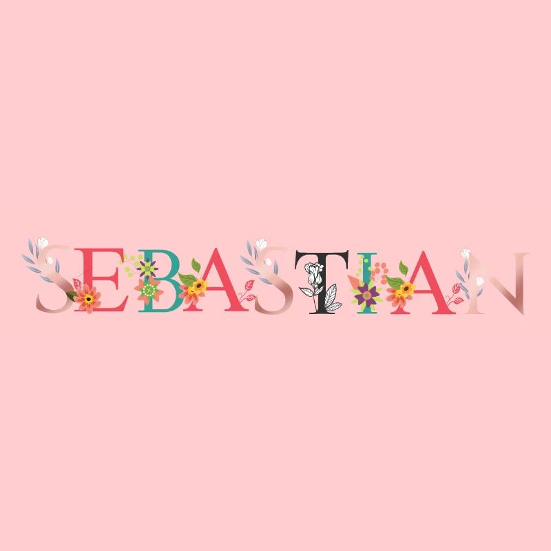 SEBASTIAN Art du nom avec fleurs brodées