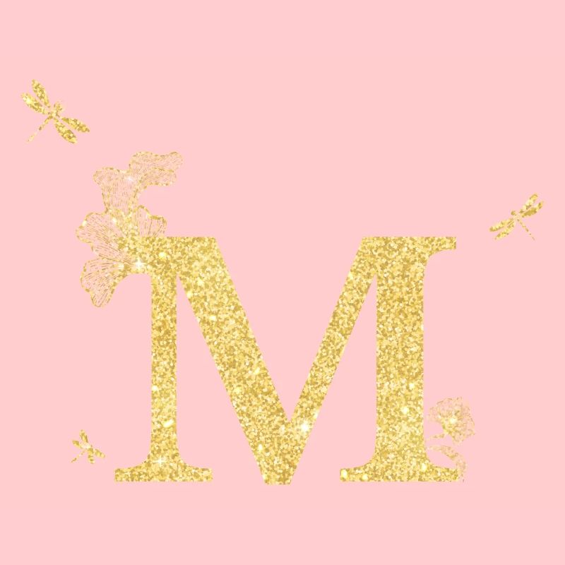 Buchstabe m Glitzer goldene Libelle - Geschenkidee