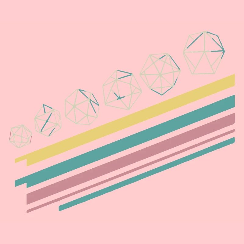 Retro Minimalist Polyhedral Dice Set Tabletop RPG