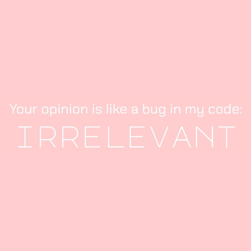 Your opinion is like a bug in my code: irrelevant
