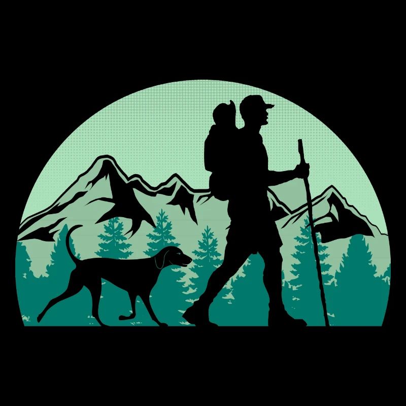 Wanderer mit Hund - Bergsteigen Wandern Berge
