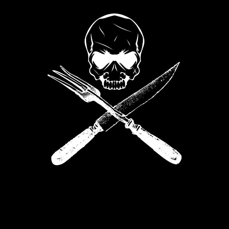 Messer, Gabel, Totenkopf, Koch, kochen