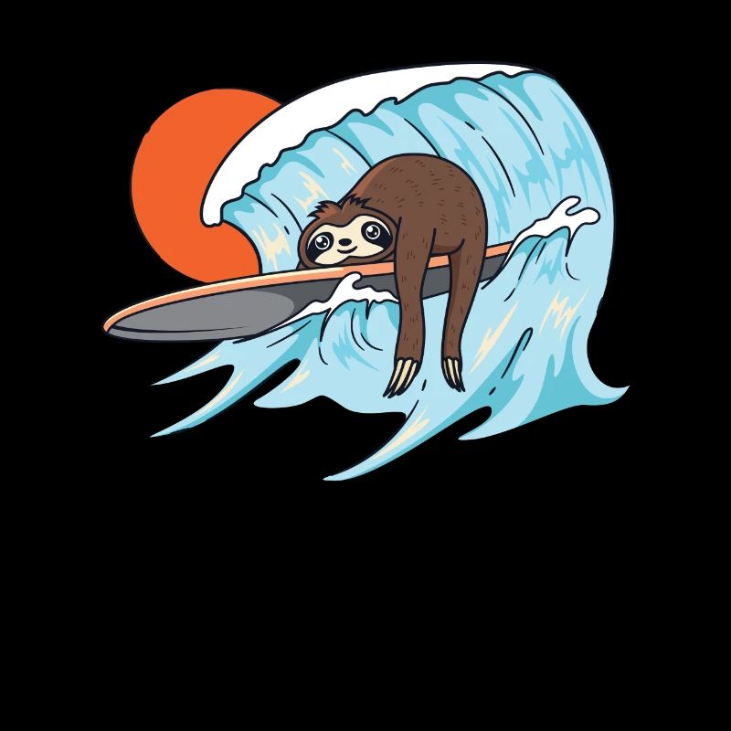 Surfing surfer sloth