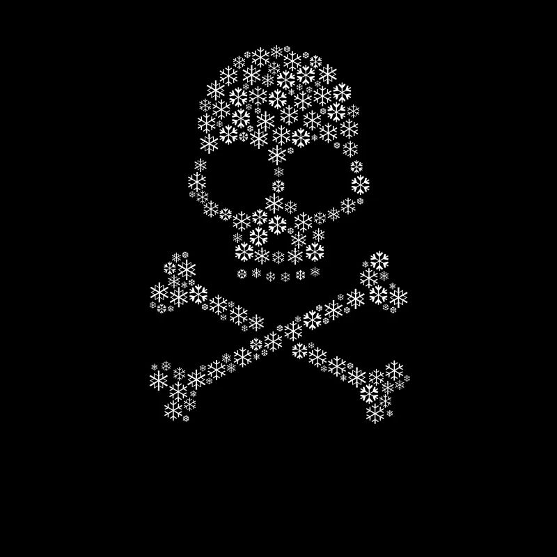 Snowflakes Word cloud in skull danger form (White