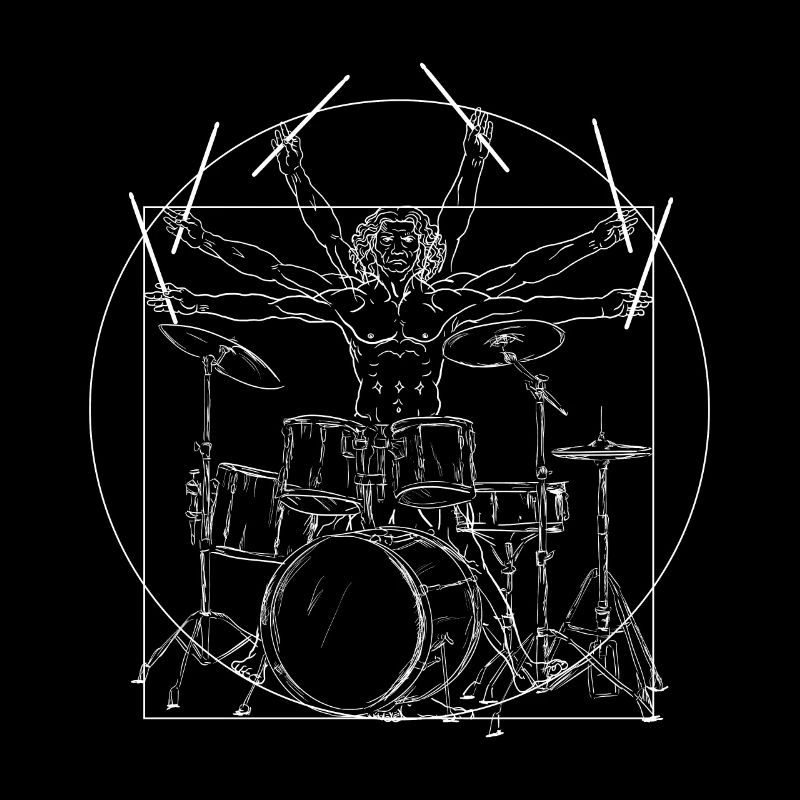 Drums Da Vinci - Drummer Vitruvian Rock Gift