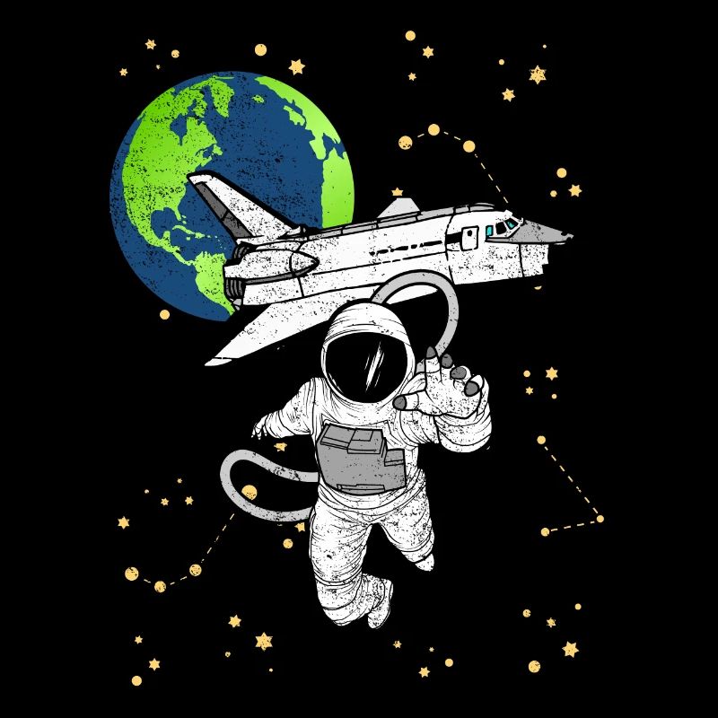 Astronaute avec navette spatiale dans l'espace