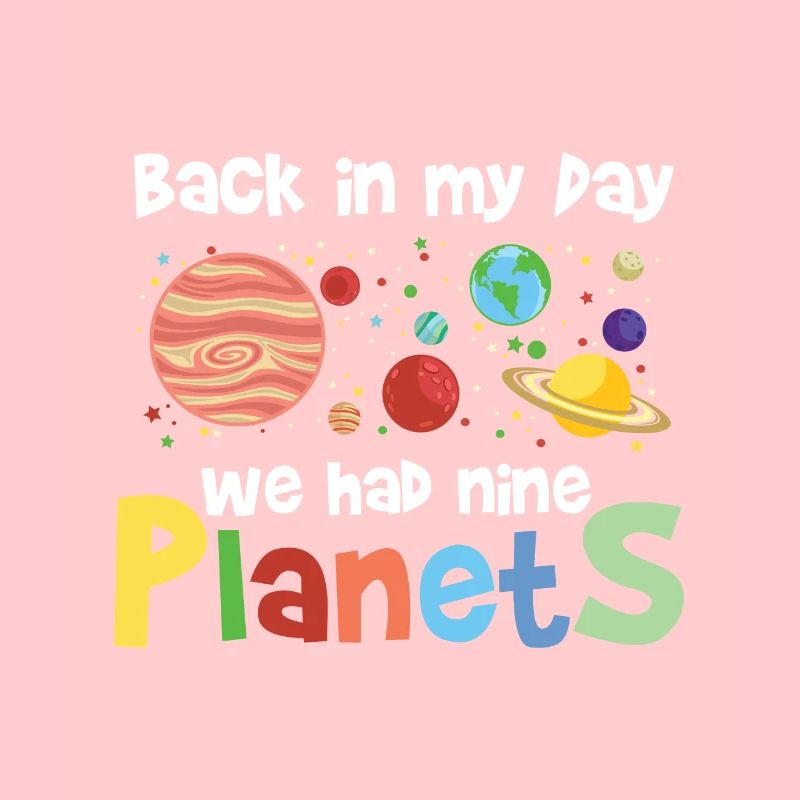 Nine planets pluto saying nerd outer space logo