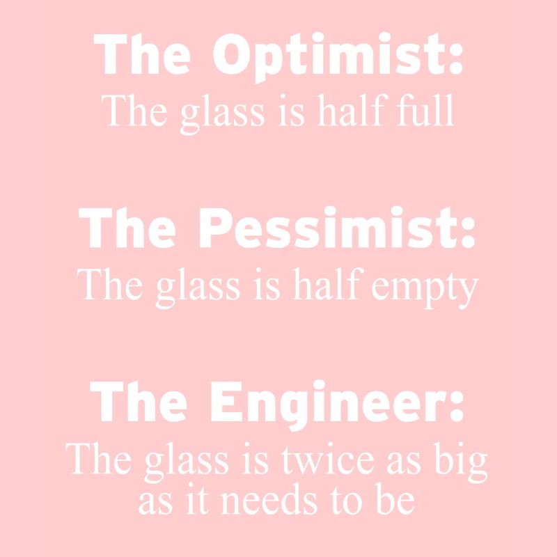 Optimist, pessimist, engineer Glass is too big