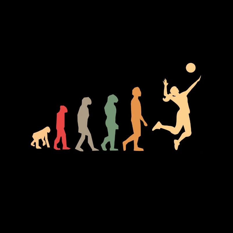 Vintage retro volleyball sporter, in evolution