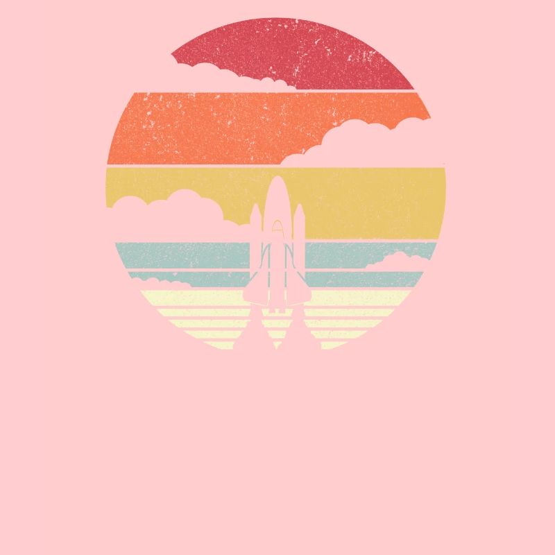 Conception de la navette spatiale. Lancement d'une fusée de style rétro