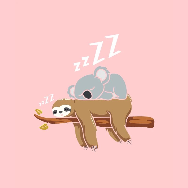 Late riser Tired sloth with sleeping koala