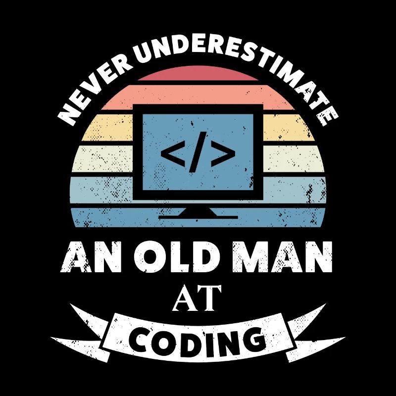 Lustiger alter Mann beim Codieren-Programmiergeschenk