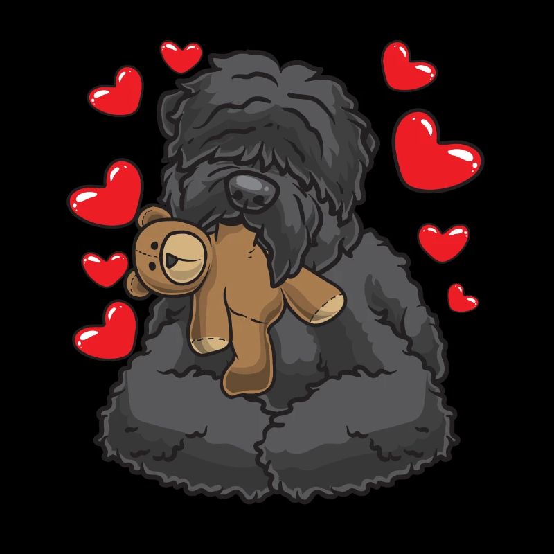Russischer Schwarzer Terrier mit Kuscheltier