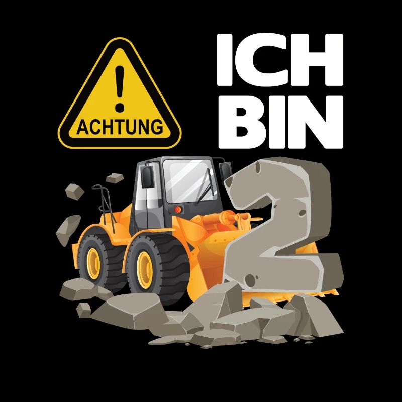 Bagger 2. Geburtstagsshirt Junge 2 Jahre Baustelle