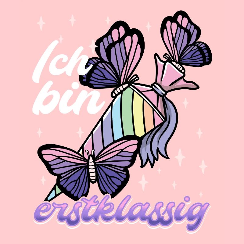 Schulkind Mädchen Einschulung mit Schmetterling