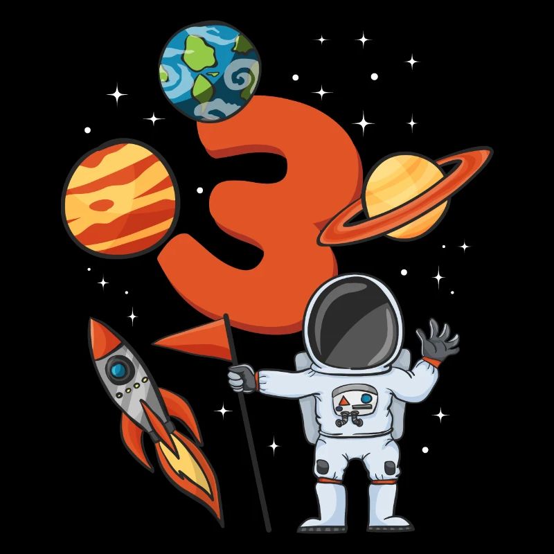 3 years astronaut rocket 3rd birthday