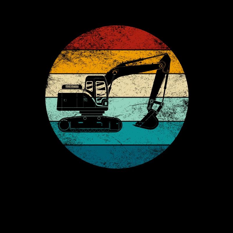 Excavator Excavator Driver Construction Site Retro Construction Worker