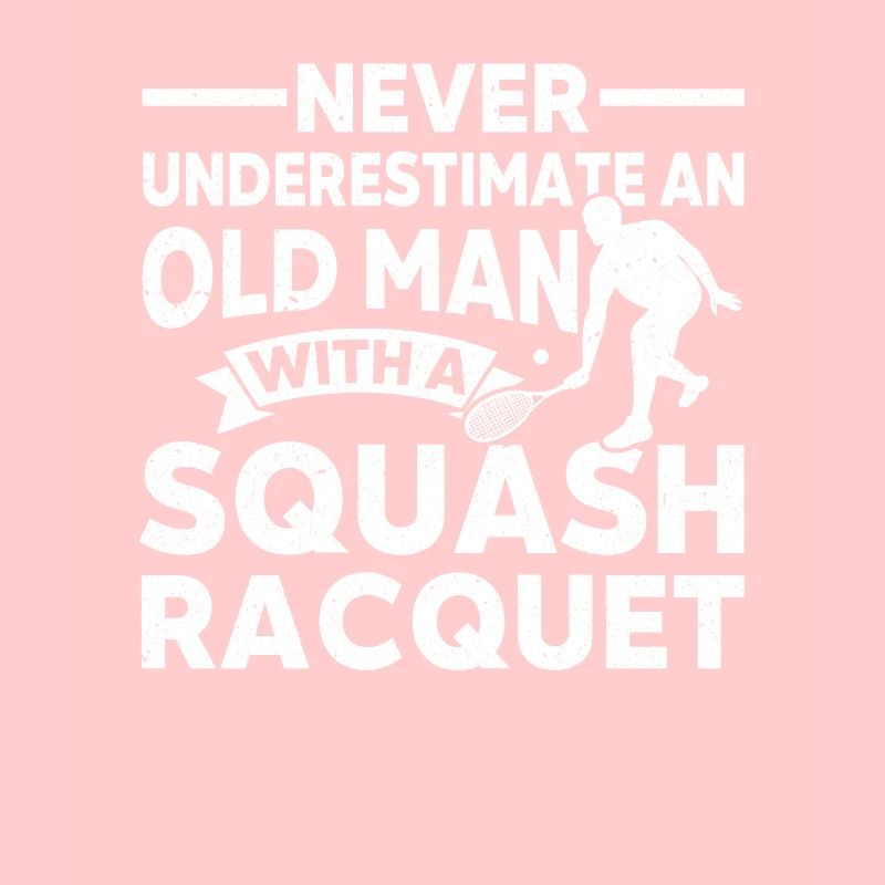 Squash Player Old Man With Squash Racket Squash