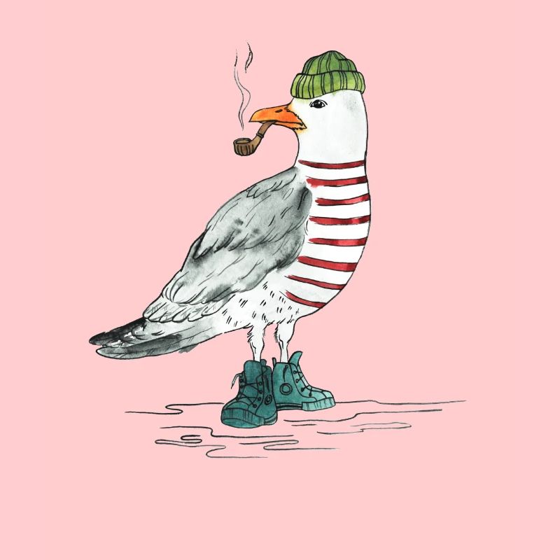 PLATTDEUTSCHER SPRUCH MIT MÖWE