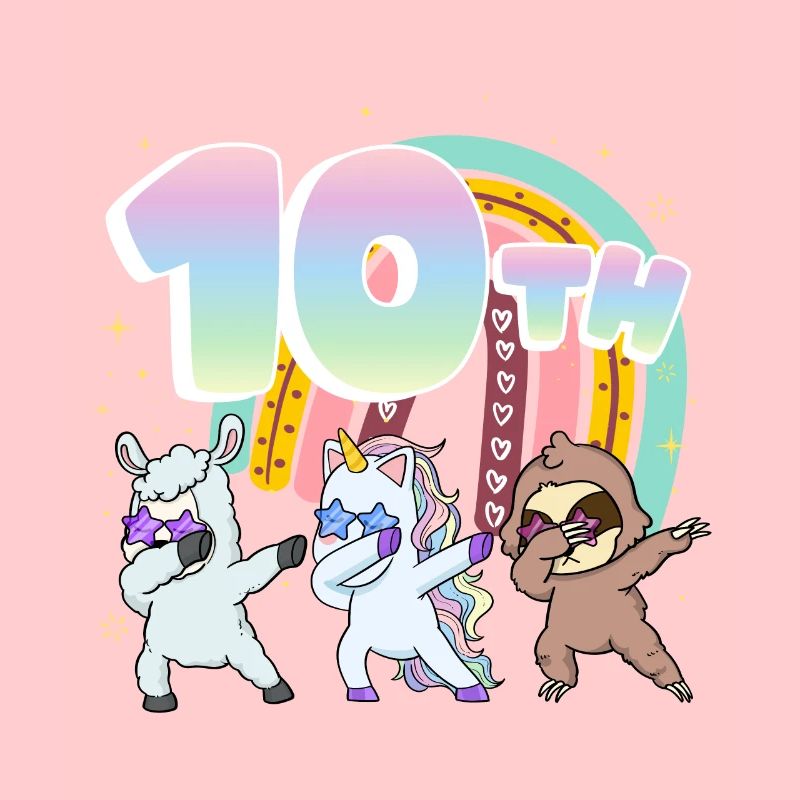 10. Geburtstag Dabbing Llama Einhorn Faultier |