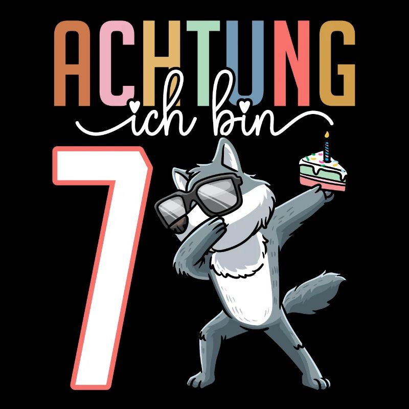 7. Geburtstag 7 Jahre Wolf Junge Mädchen