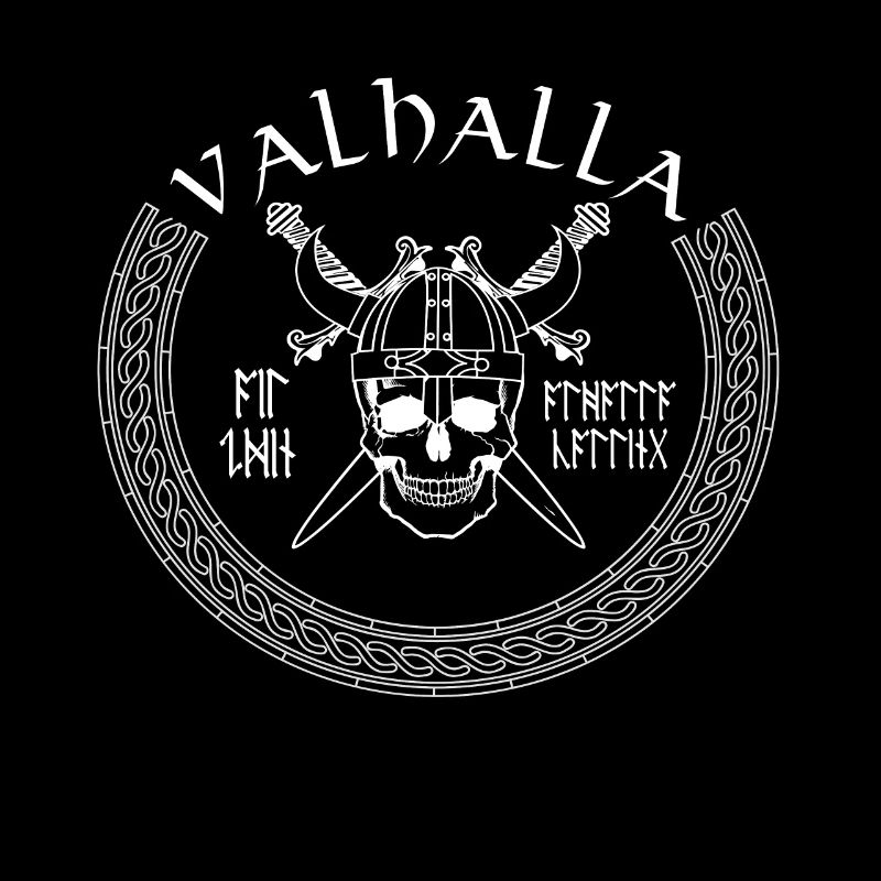 Wikinger Totenkopf mit Axt Wikingerhelm Valhalla