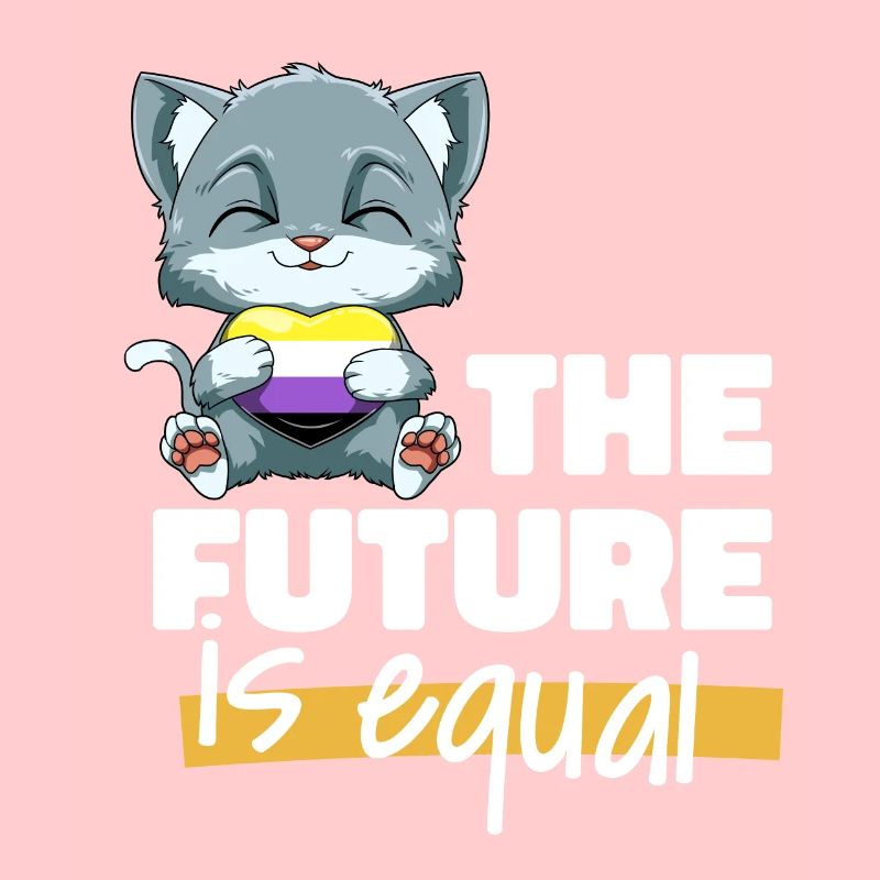 Kawaii Nonbinary Stolz Katze - Non Binary Herz