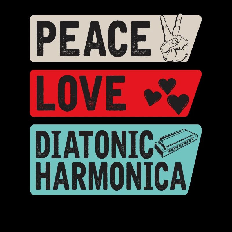Peace Love Diatonic Harmonica Instrument