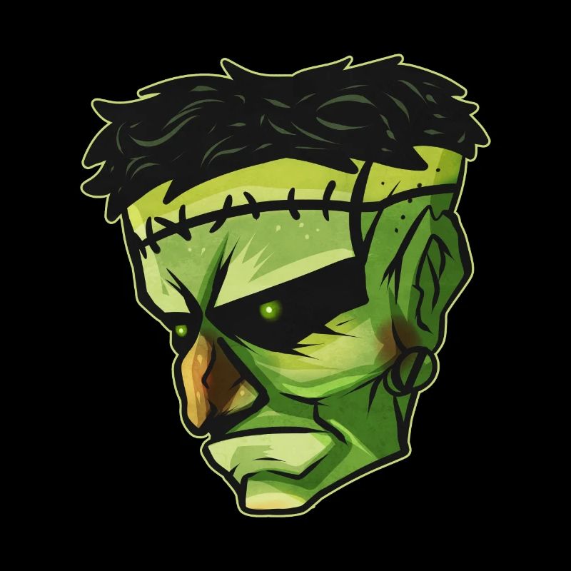 Evil Green Monster Face With Scars Costume For