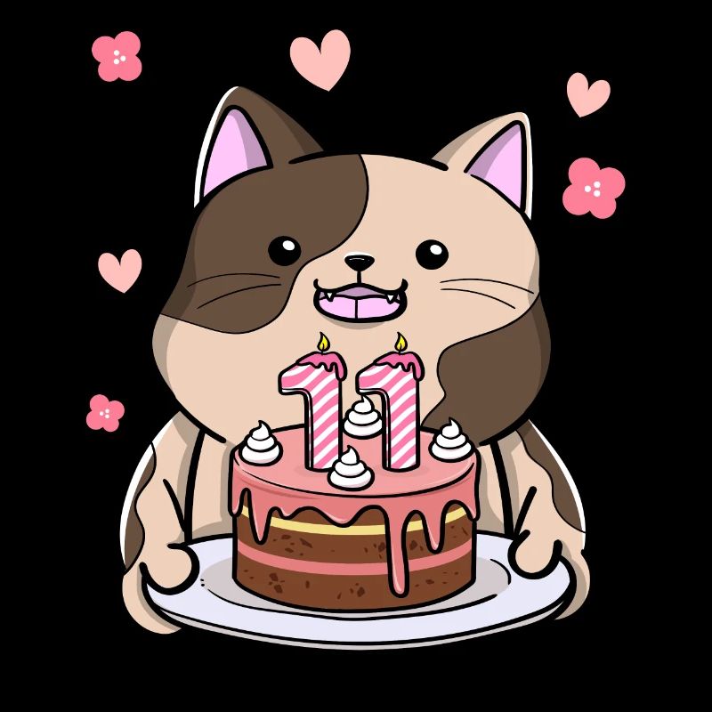 Chubby cat holds a birthday cake 11.