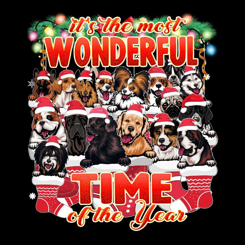 Conceptions de chiens de Noël - Drôles de chiens mignons Noël
