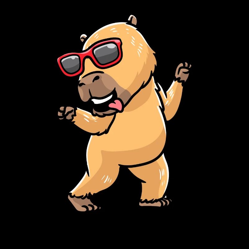 Capybara dansant avec des lunettes de soleil capybara