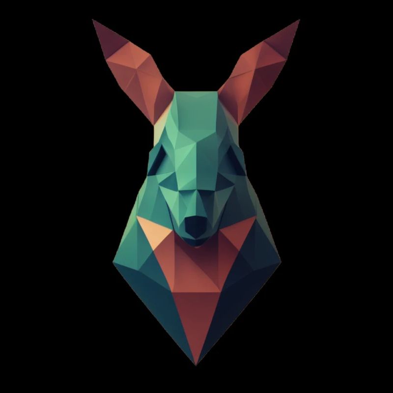 Geometrisches Känguroo -Kopf Polygon Bunt Poly Pol