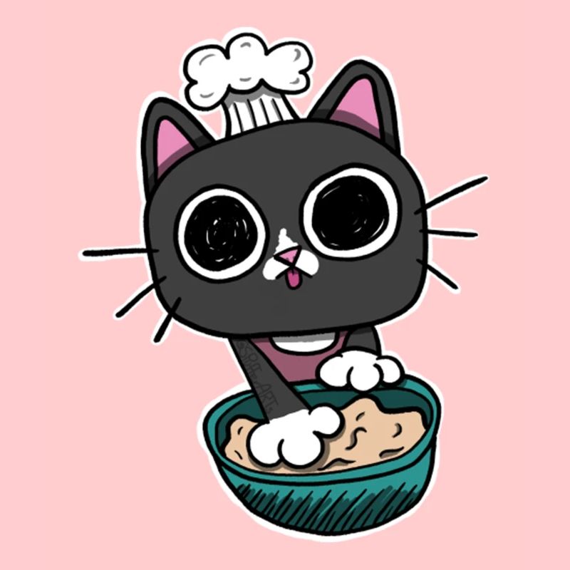 Kitty making Biscuits Cat Black