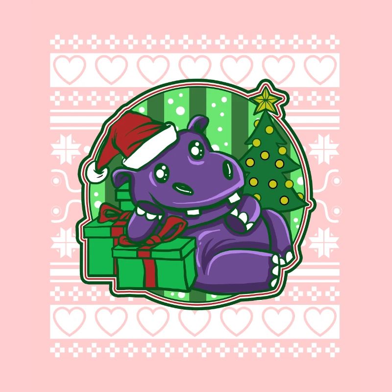 Moche pull de Noël Tshirt Noël Hippopotame