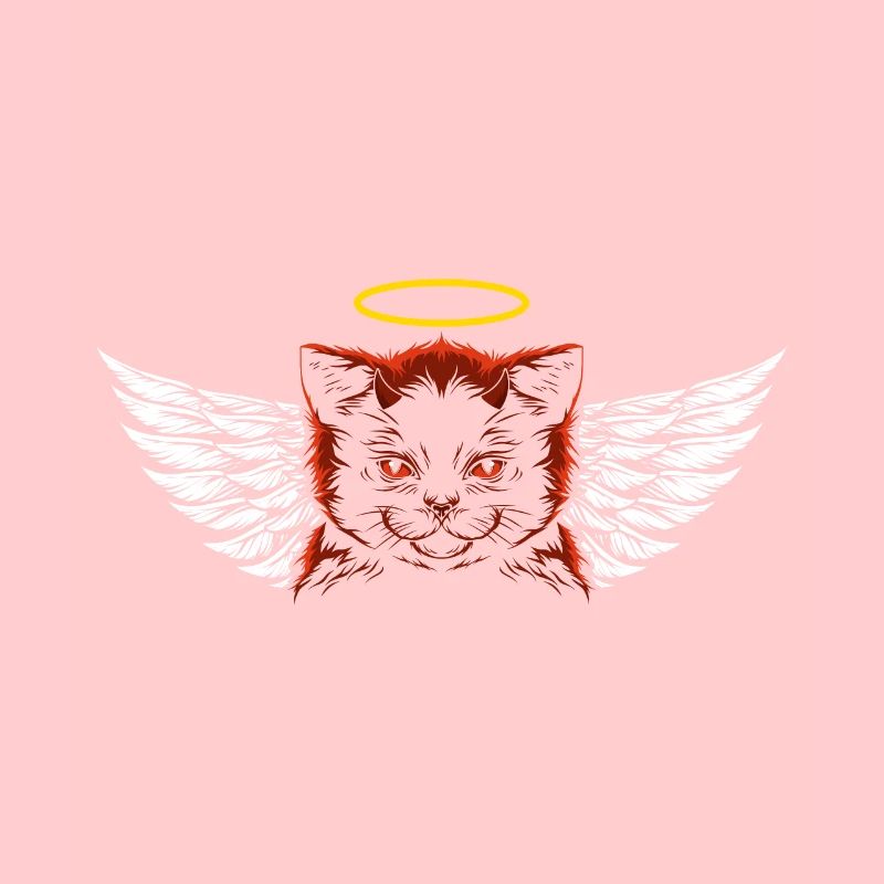 Angel and devil cat